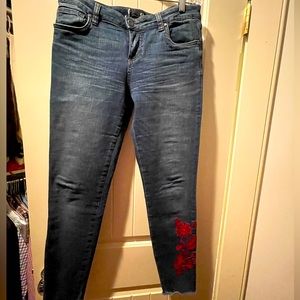 Kut from the Kloth Connie Embroidered Ankle Skinny Jeans